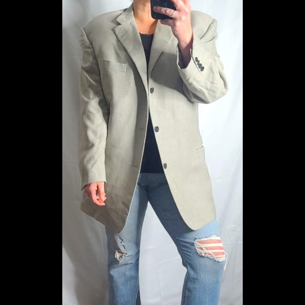 Donna Karan Light Gray Single-Breasted Blazer